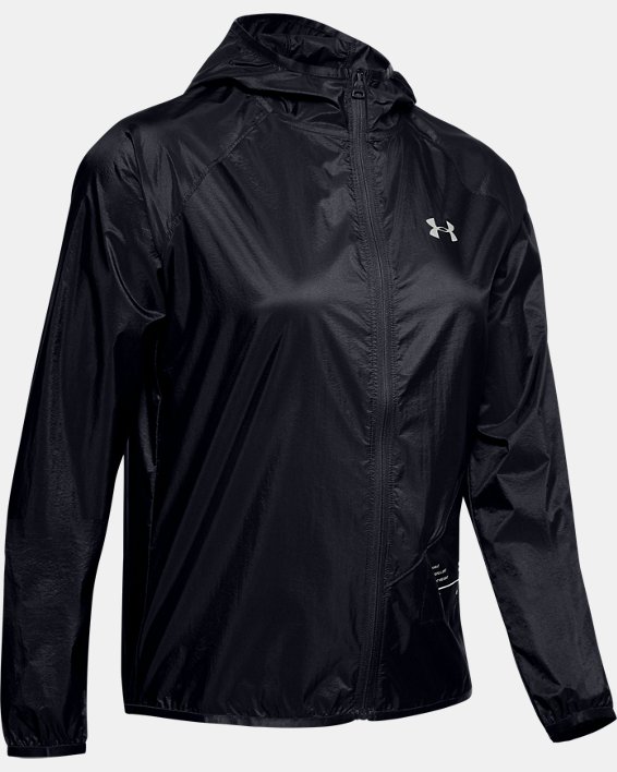 Women's UA Qualifier Storm Packable Jacket, Black, pdpMainDesktop image number 4